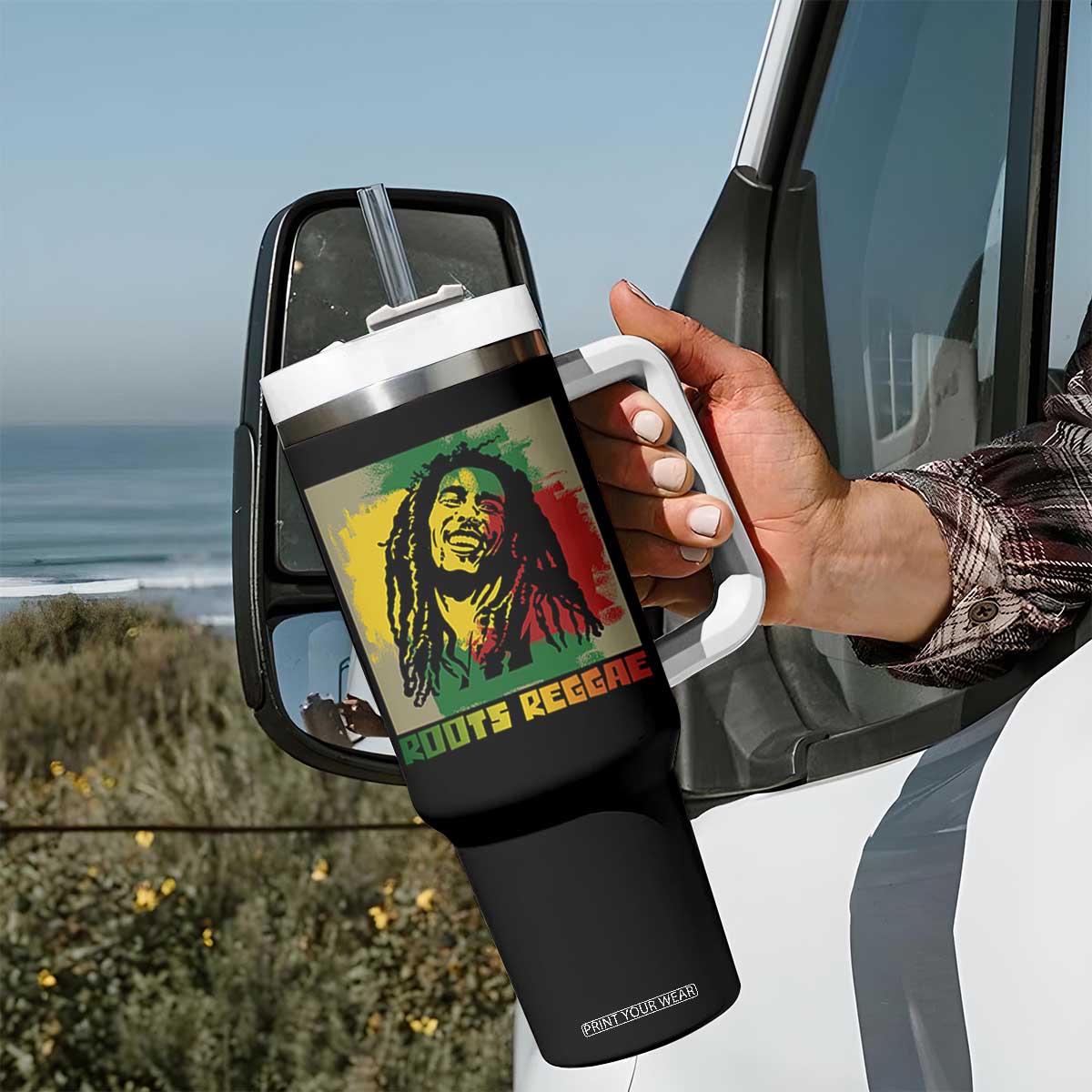 Legend Bob Tumbler With Handle Roots Reggae Rastafarian Music Jamaica TS11 Print Your Wear