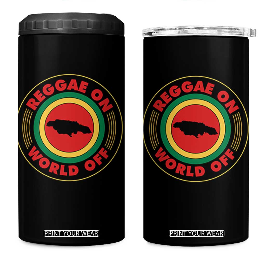 Reggae On World Off 4 in 1 Can Cooler Tumbler Rasta Music Rastafarian Jamaica TS11 One Size: 16 oz Black Print Your Wear