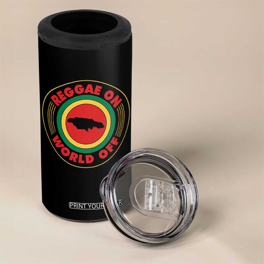 Reggae On World Off 4 in 1 Can Cooler Tumbler Rasta Music Rastafarian Jamaica TS11 Print Your Wear