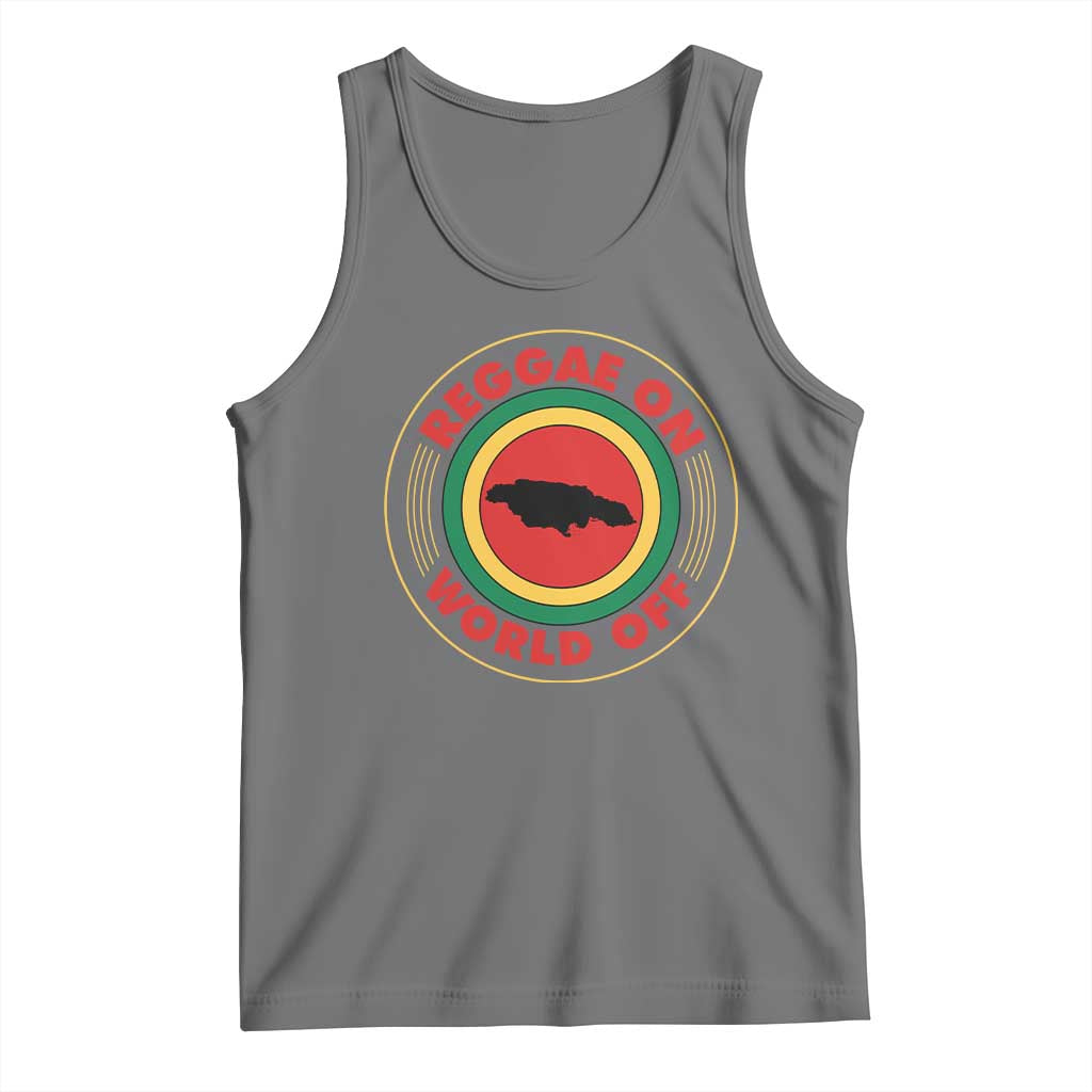 Reggae On World Off Tank Top Rasta Music Rastafarian Jamaica TS11 Black Heather Print Your Wear