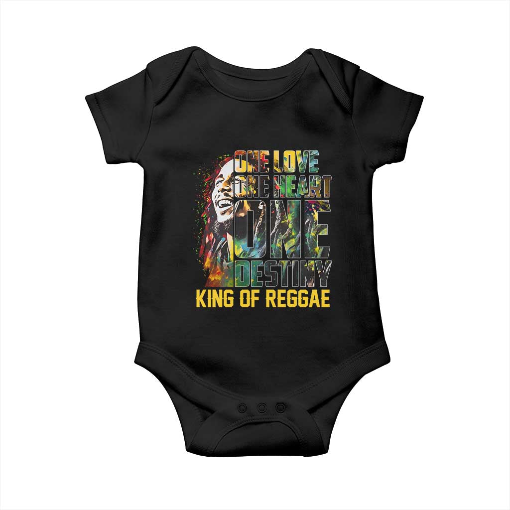 Legend Bob Baby Onesie One Love Heart Destiny King Of Reggae TS11 Black Print Your Wear