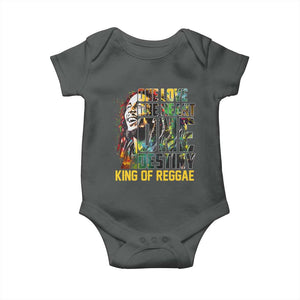 Legend Bob Baby Onesie One Love Heart Destiny King Of Reggae TS11 Dark Heather Print Your Wear