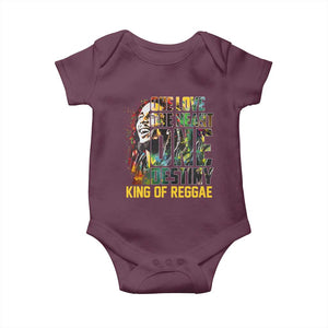 Legend Bob Baby Onesie One Love Heart Destiny King Of Reggae TS11 Maroon Print Your Wear