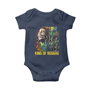 Legend Bob Baby Onesie One Love Heart Destiny King Of Reggae TS11 Navy Print Your Wear