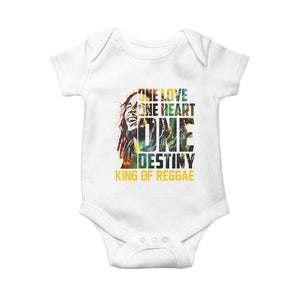 Legend Bob Baby Onesie One Love Heart Destiny King Of Reggae TS11 White Print Your Wear