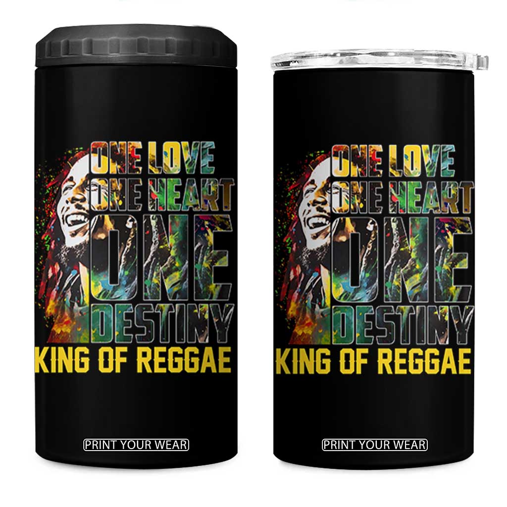 Legend Bob 4 in 1 Can Cooler Tumbler One Love Heart Destiny King Of Reggae TS11 One Size: 16 oz Black Print Your Wear