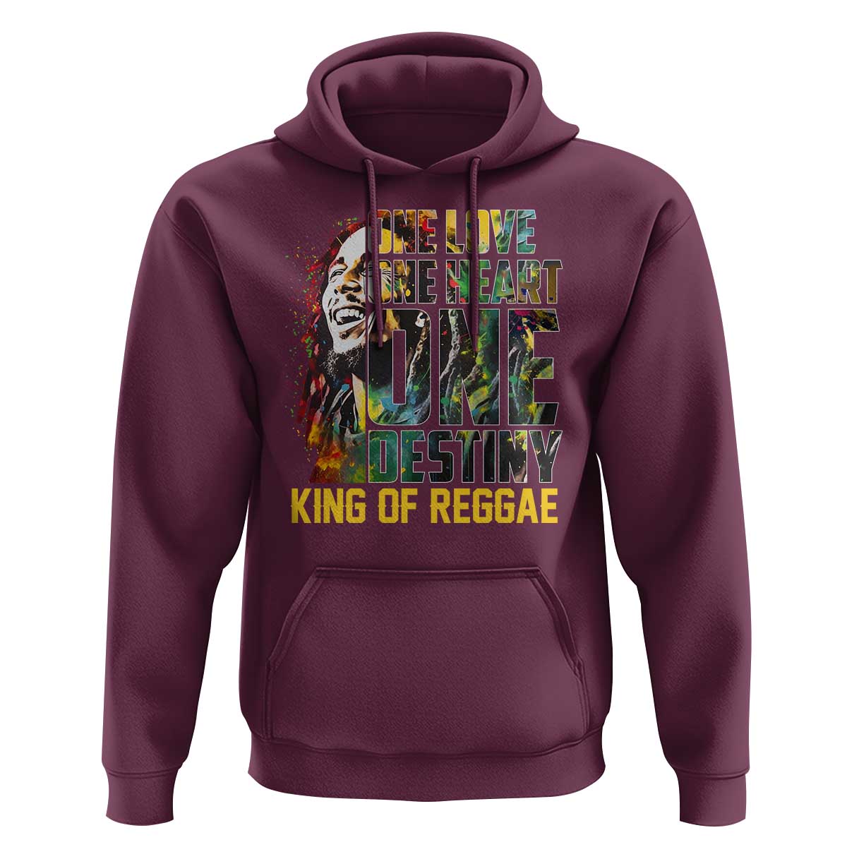 Legend Bob Hoodie One Love Heart Destiny King Of Reggae TS11 Maroon Print Your Wear