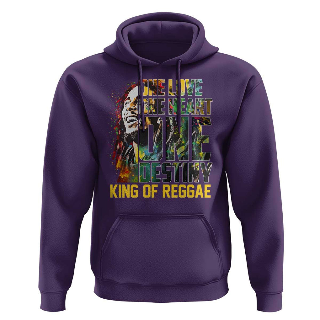 Legend Bob Hoodie One Love Heart Destiny King Of Reggae TS11 Purple Print Your Wear