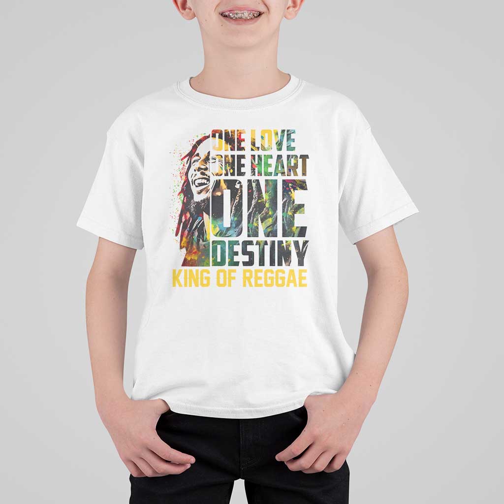 Legend Bob T Shirt For Kid One Love Heart Destiny King Of Reggae TS11 White Print Your Wear