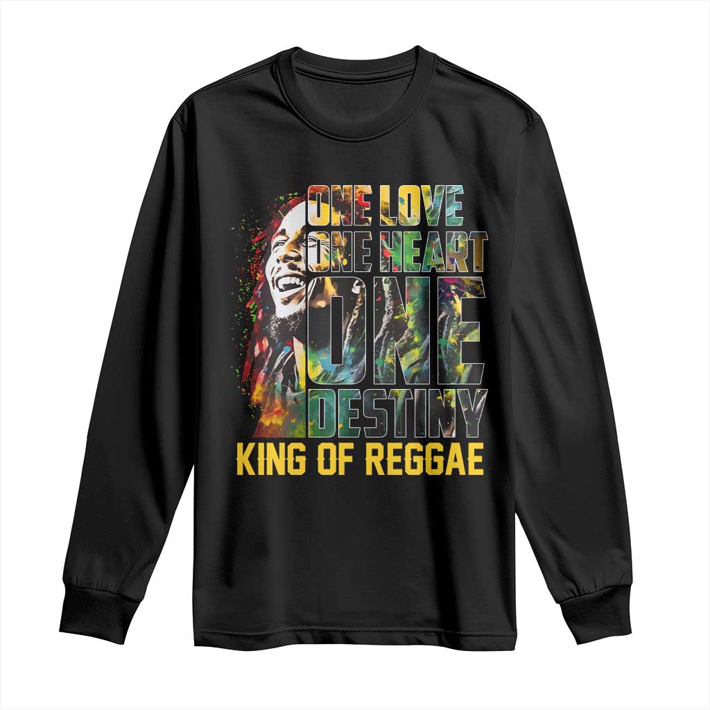 Legend Bob Long Sleeve Shirt One Love Heart Destiny King Of Reggae TS11 Black Print Your Wear