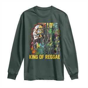 Legend Bob Long Sleeve Shirt One Love Heart Destiny King Of Reggae TS11 Dark Forest Green Print Your Wear