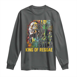 Legend Bob Long Sleeve Shirt One Love Heart Destiny King Of Reggae TS11 Dark Heather Print Your Wear