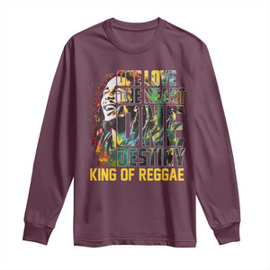 Legend Bob Long Sleeve Shirt One Love Heart Destiny King Of Reggae TS11 Maroon Print Your Wear