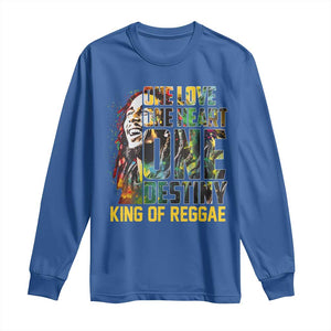 Legend Bob Long Sleeve Shirt One Love Heart Destiny King Of Reggae TS11 Royal Blue Print Your Wear