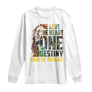 Legend Bob Long Sleeve Shirt One Love Heart Destiny King Of Reggae TS11 White Print Your Wear