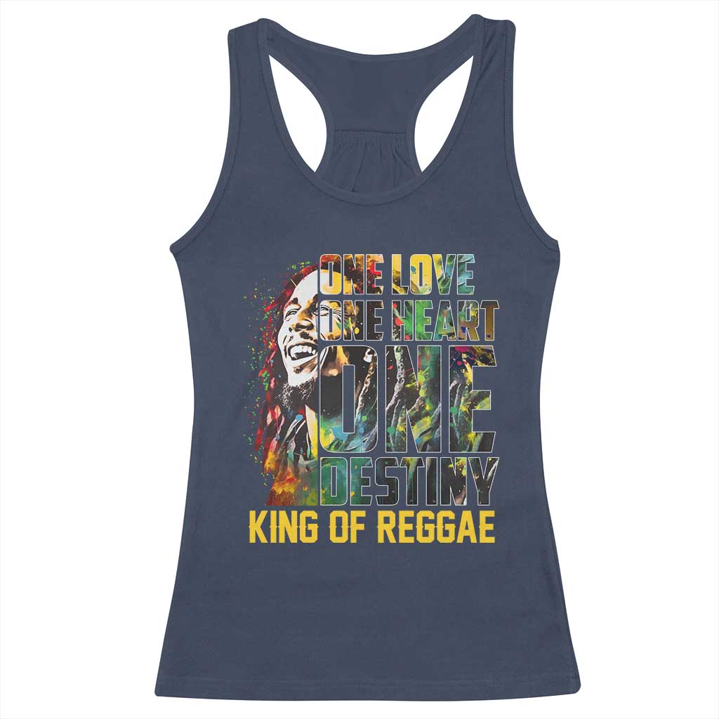 Legend Bob Racerback Tank Top One Love Heart Destiny King Of Reggae TS11 Navy Print Your Wear