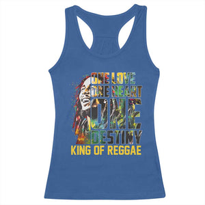 Legend Bob Racerback Tank Top One Love Heart Destiny King Of Reggae TS11 Royal Blue Print Your Wear