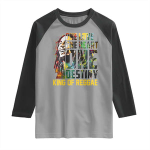 Legend Bob Raglan Shirt One Love Heart Destiny King Of Reggae TS11 Sport Gray Black Print Your Wear