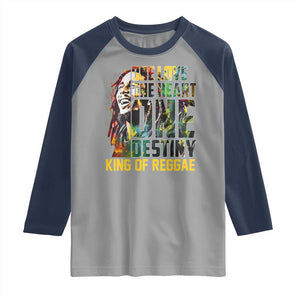 Legend Bob Raglan Shirt One Love Heart Destiny King Of Reggae TS11 Sport Gray Navy Print Your Wear