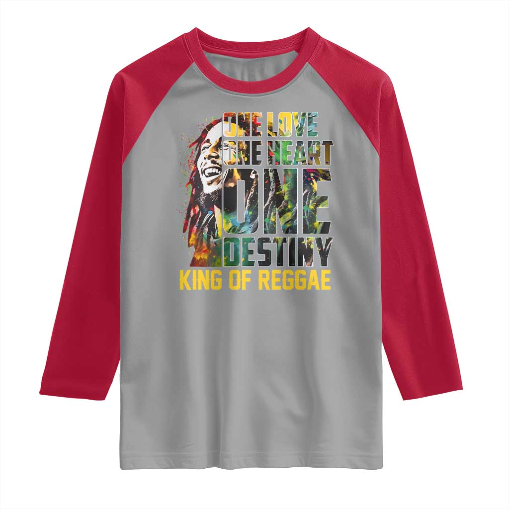 Legend Bob Raglan Shirt One Love Heart Destiny King Of Reggae TS11 Sport Gray Red Print Your Wear