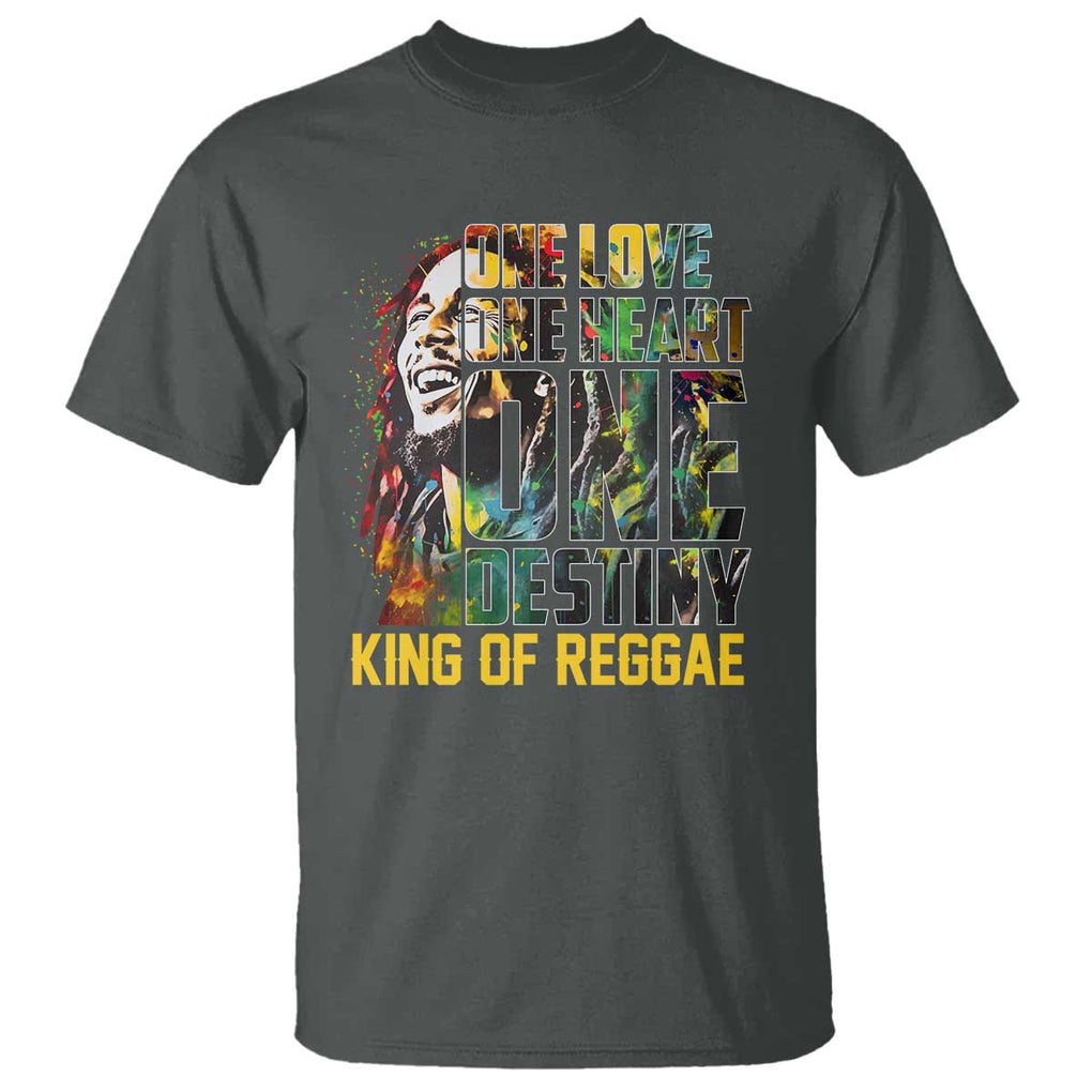 Legend Bob T Shirt One Love Heart Destiny King Of Reggae TS11 Dark Heather Print Your Wear