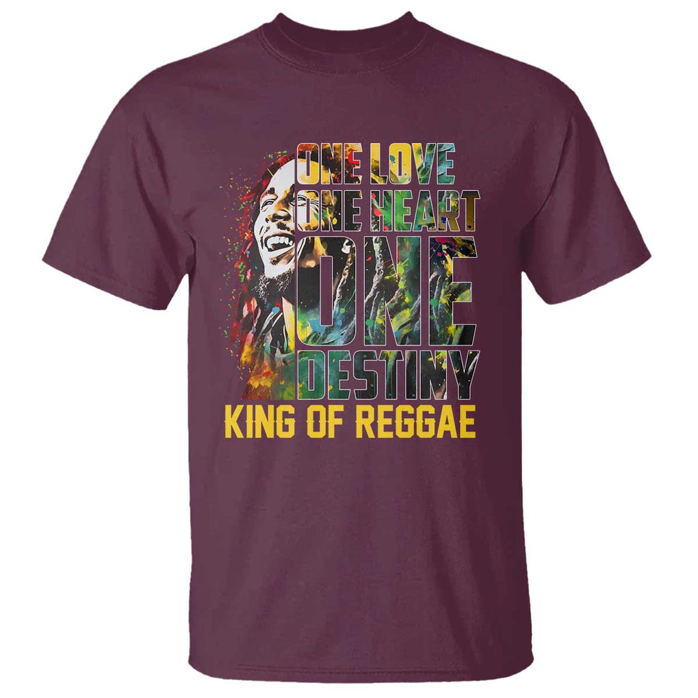 Legend Bob T Shirt One Love Heart Destiny King Of Reggae TS11 Maroon Print Your Wear