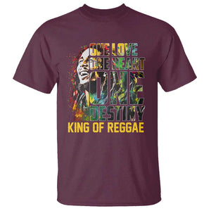 Legend Bob T Shirt One Love Heart Destiny King Of Reggae TS11 Maroon Print Your Wear