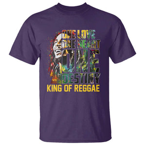 Legend Bob T Shirt One Love Heart Destiny King Of Reggae TS11 Purple Print Your Wear