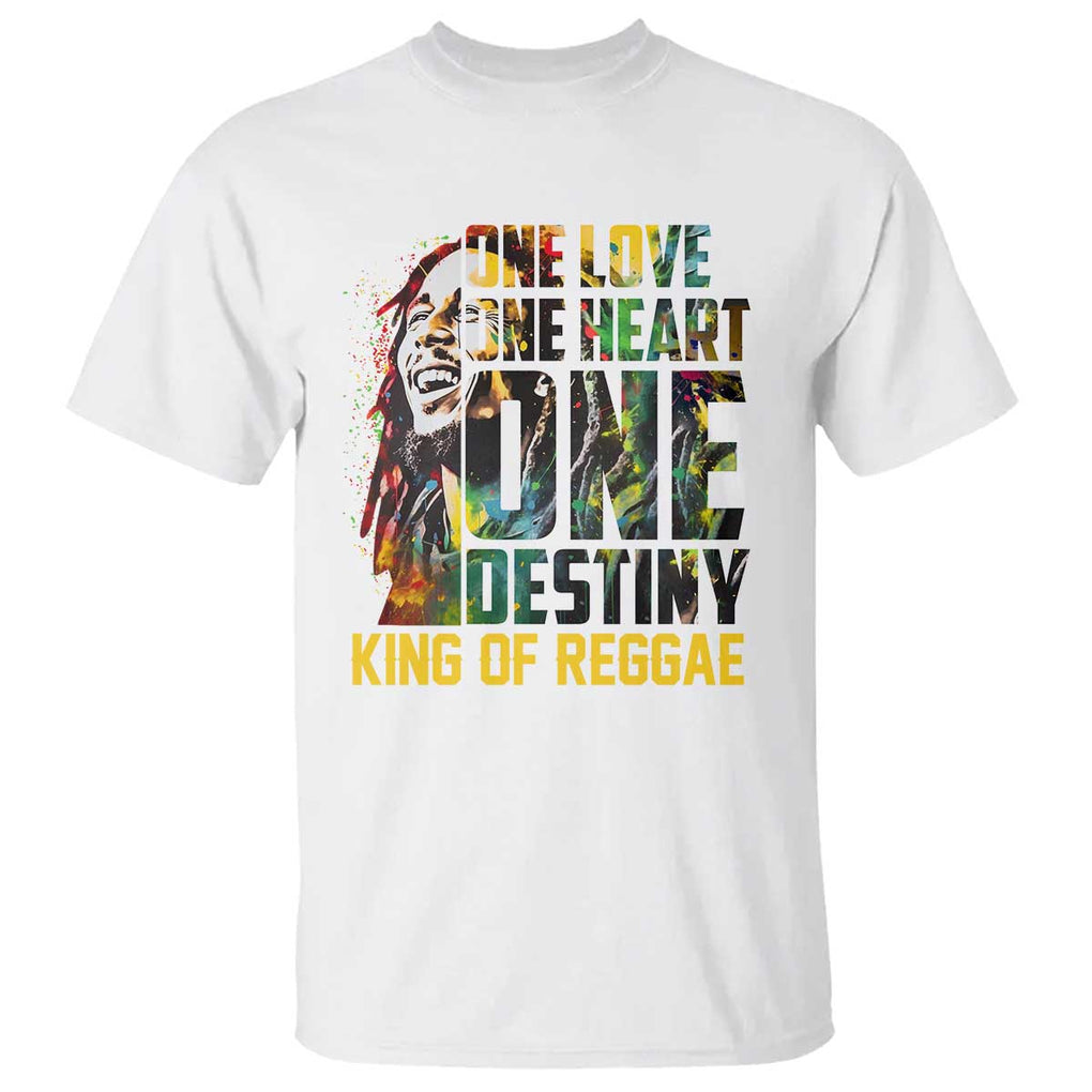 Legend Bob T Shirt One Love Heart Destiny King Of Reggae TS11 White Print Your Wear