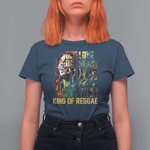 Legend Bob T Shirt For Women One Love Heart Destiny King Of Reggae TS11 Navy Print Your Wear