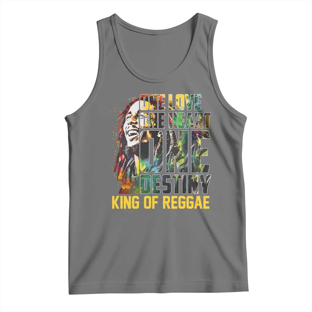 Legend Bob Tank Top One Love Heart Destiny King Of Reggae TS11 Black Heather Print Your Wear