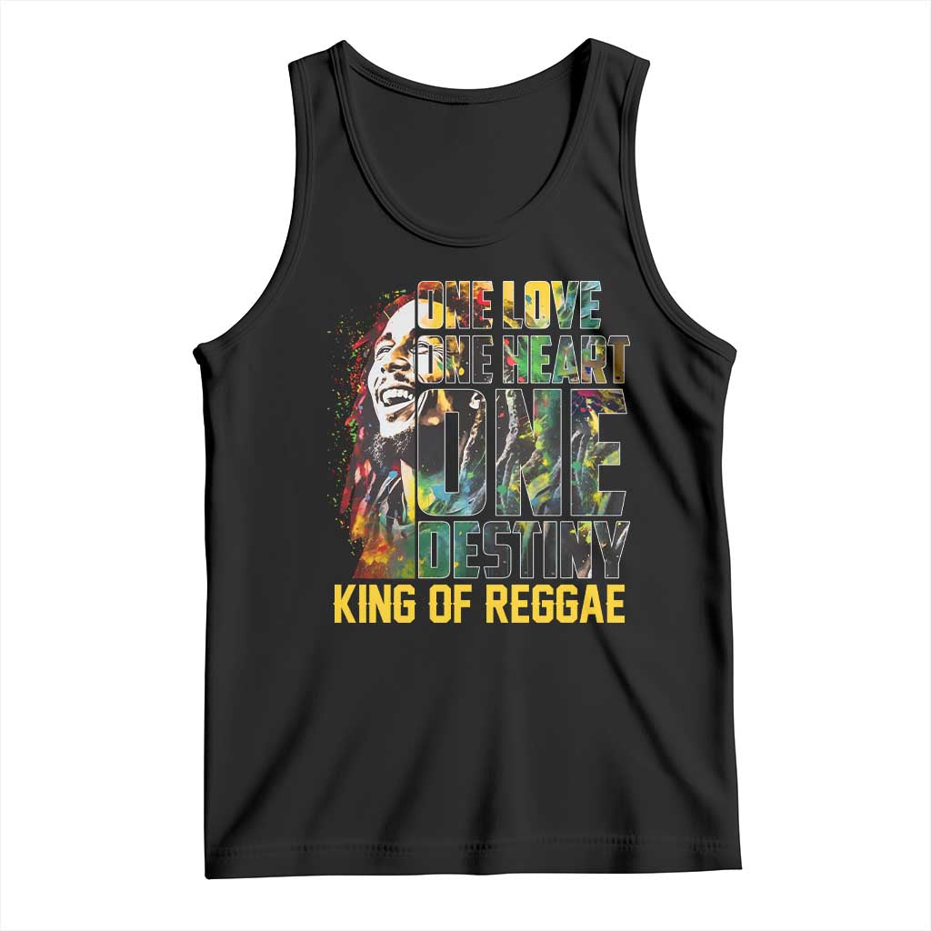 Legend Bob Tank Top One Love Heart Destiny King Of Reggae TS11 Black Print Your Wear