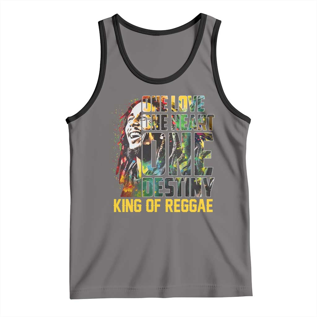 Legend Bob Tank Top One Love Heart Destiny King Of Reggae TS11 Deep Heather Black Print Your Wear