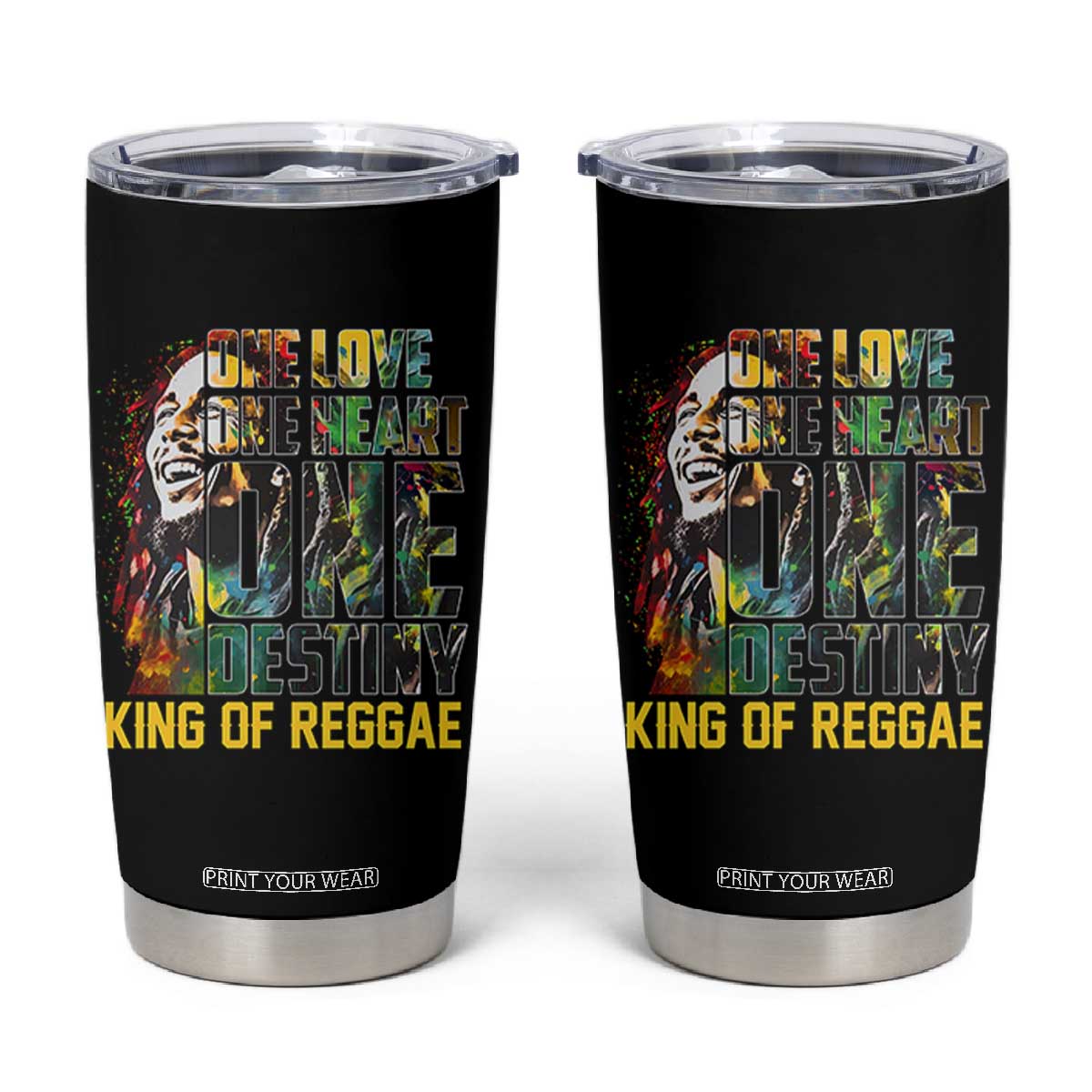 Legend Bob Tumbler Cup One Love Heart Destiny King Of Reggae TS11 Black Print Your Wear