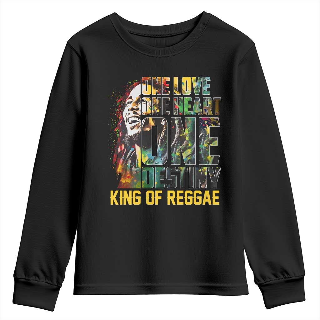 Legend Bob Youth Sweatshirt One Love Heart Destiny King Of Reggae TS11 Black Print Your Wear