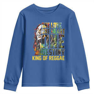 Legend Bob Youth Sweatshirt One Love Heart Destiny King Of Reggae TS11 Royal Blue Print Your Wear