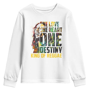 Legend Bob Youth Sweatshirt One Love Heart Destiny King Of Reggae TS11 White Print Your Wear
