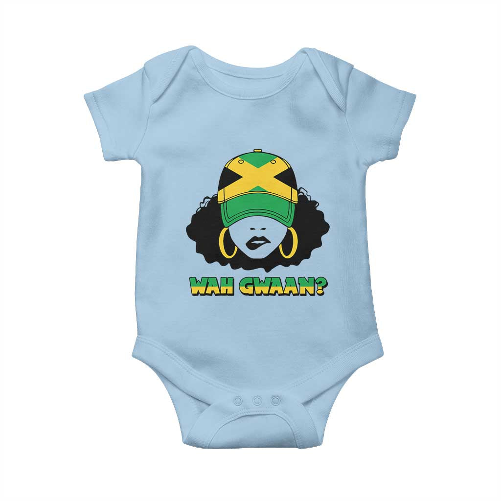 Jamaican Girl Baby Onesie Wah Gwaan Jamaica Flag TS11 Light Blue Print Your Wear
