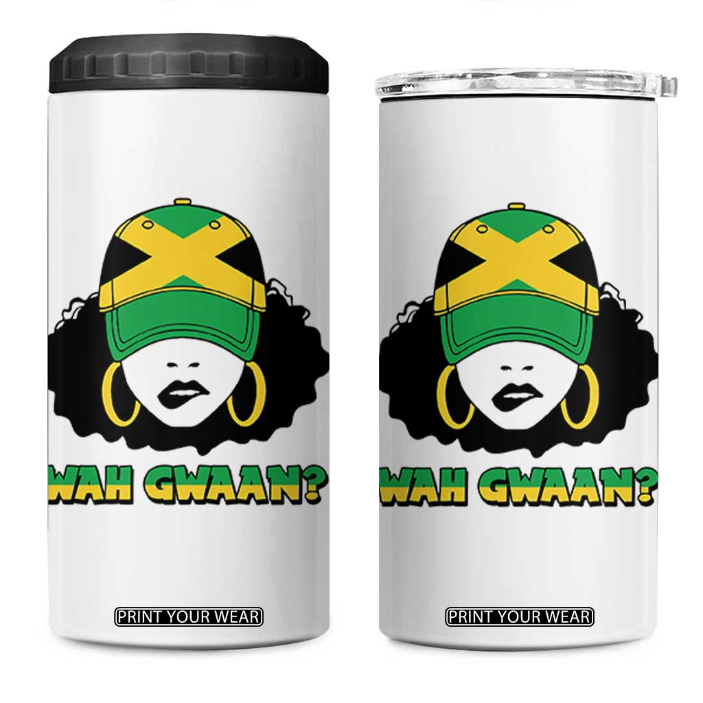Jamaican Girl 4 in 1 Can Cooler Tumbler Wah Gwaan Jamaica Flag TS11 One Size: 16 oz White Print Your Wear