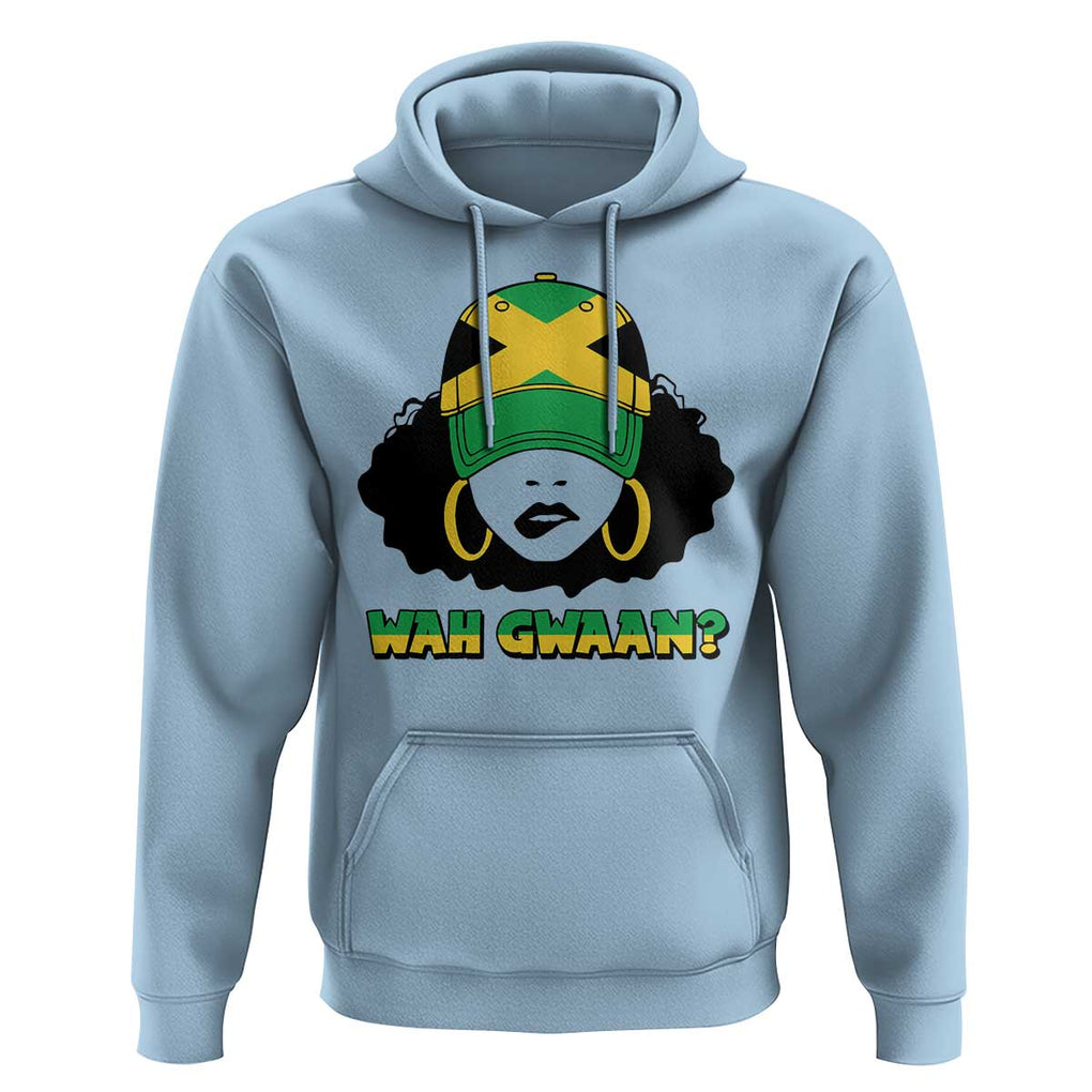 Jamaican Girl Hoodie Wah Gwaan Jamaica Flag TS11 Light Blue Print Your Wear