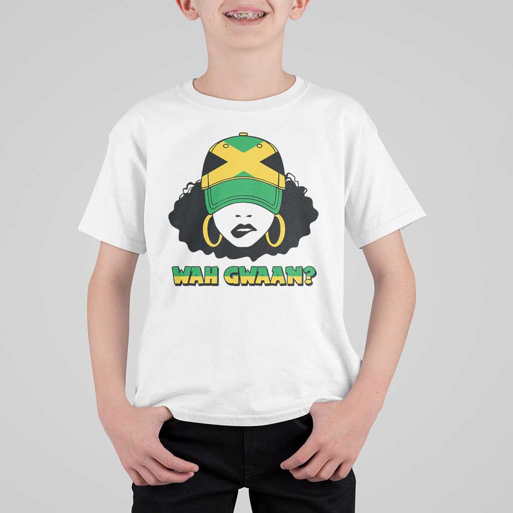 Jamaican Girl T Shirt For Kid Wah Gwaan Jamaica Flag TS11 White Print Your Wear