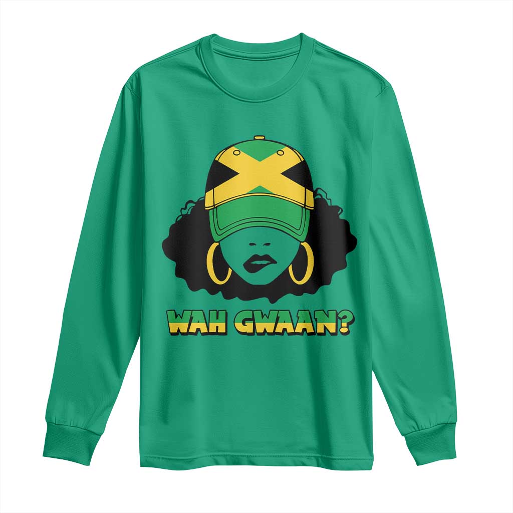 Jamaican Girl Long Sleeve Shirt Wah Gwaan Jamaica Flag TS11 Irish Green Print Your Wear