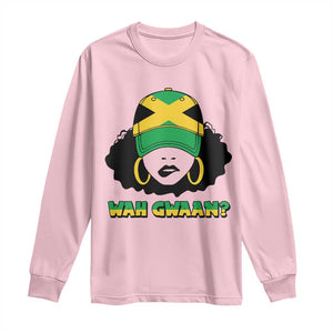 Jamaican Girl Long Sleeve Shirt Wah Gwaan Jamaica Flag TS11 Light Pink Print Your Wear