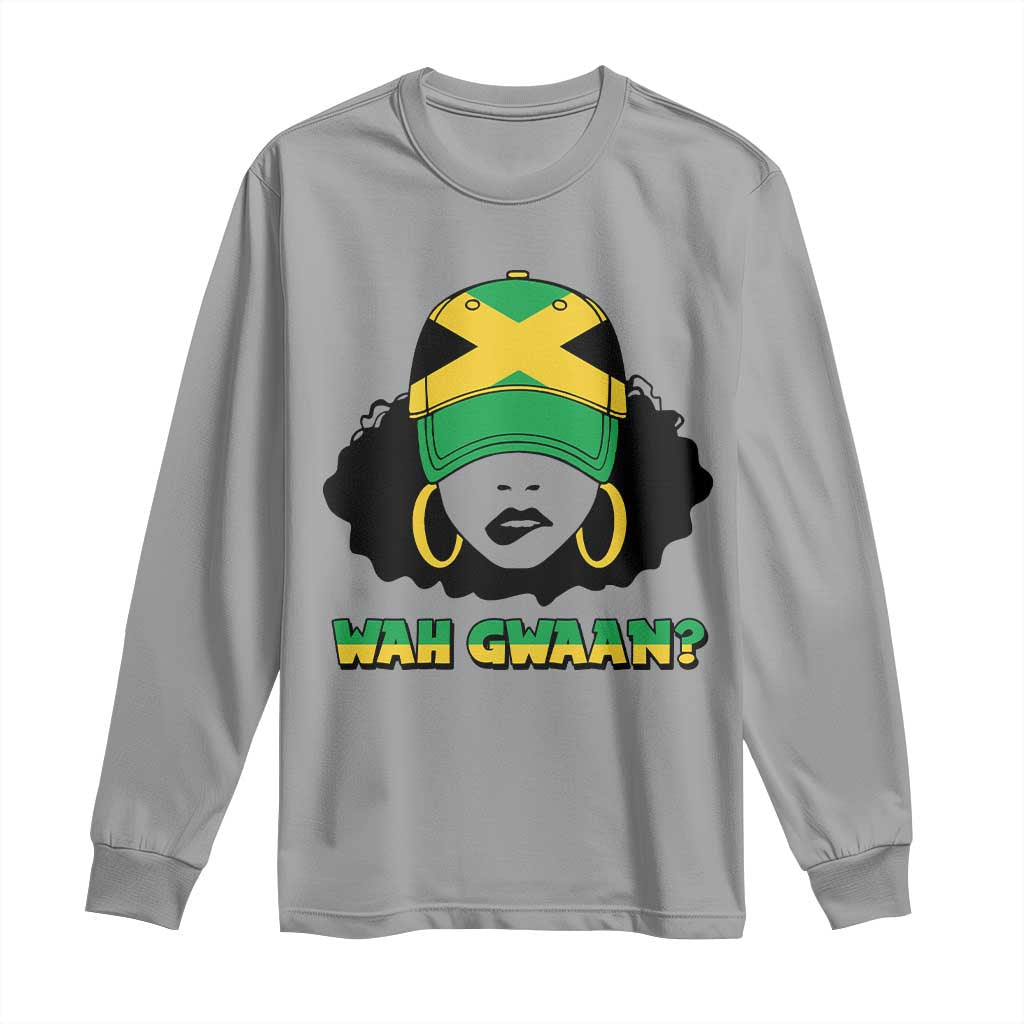 Jamaican Girl Long Sleeve Shirt Wah Gwaan Jamaica Flag TS11 Sport Gray Print Your Wear