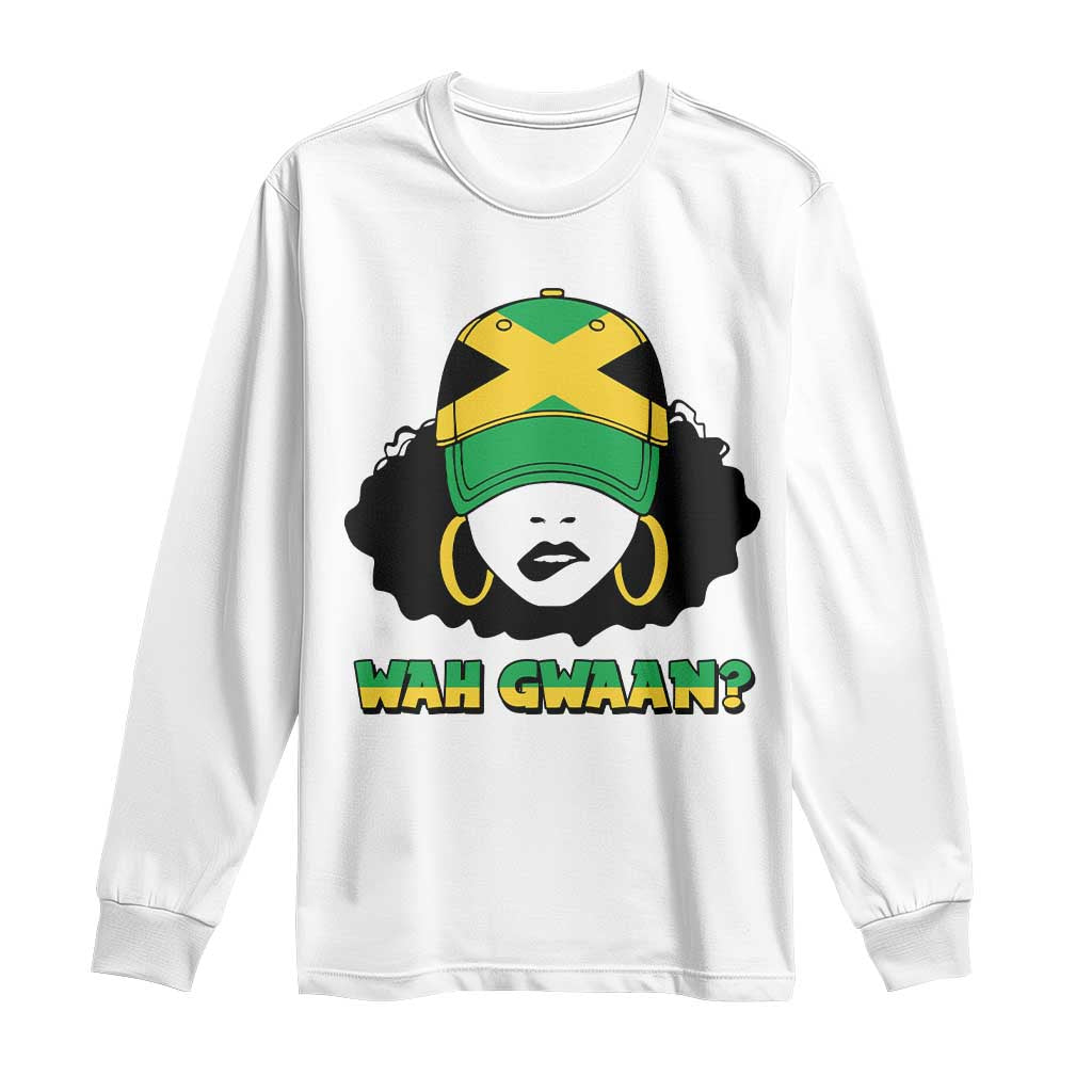 Jamaican Girl Long Sleeve Shirt Wah Gwaan Jamaica Flag TS11 White Print Your Wear