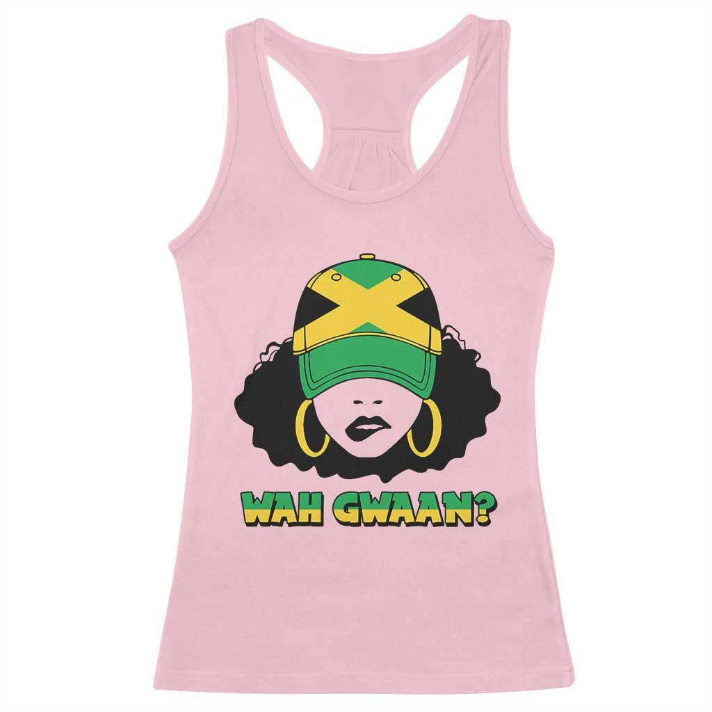 Jamaican Girl Racerback Tank Top Wah Gwaan Jamaica Flag TS11 Light Pink Print Your Wear