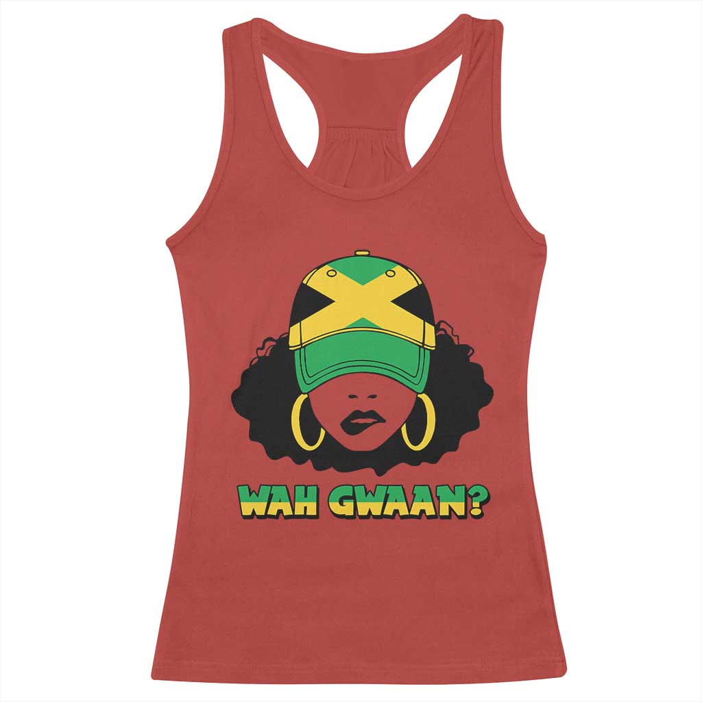 Jamaican Girl Racerback Tank Top Wah Gwaan Jamaica Flag TS11 Red Print Your Wear