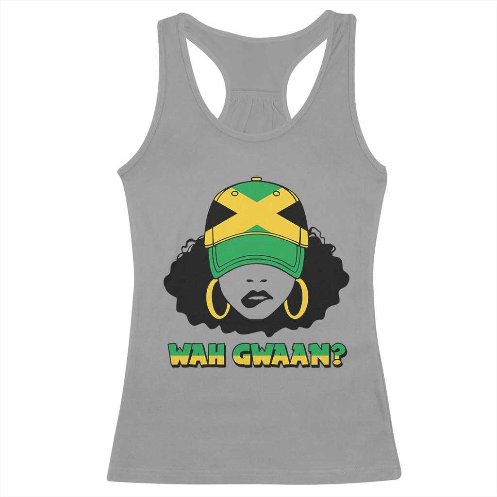Jamaican Girl Racerback Tank Top Wah Gwaan Jamaica Flag TS11 Sport Gray Print Your Wear