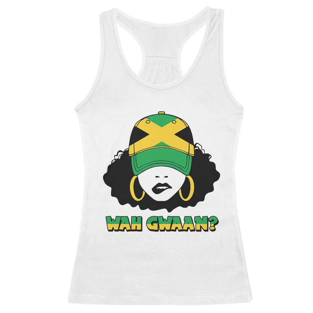 Jamaican Girl Racerback Tank Top Wah Gwaan Jamaica Flag TS11 White Print Your Wear