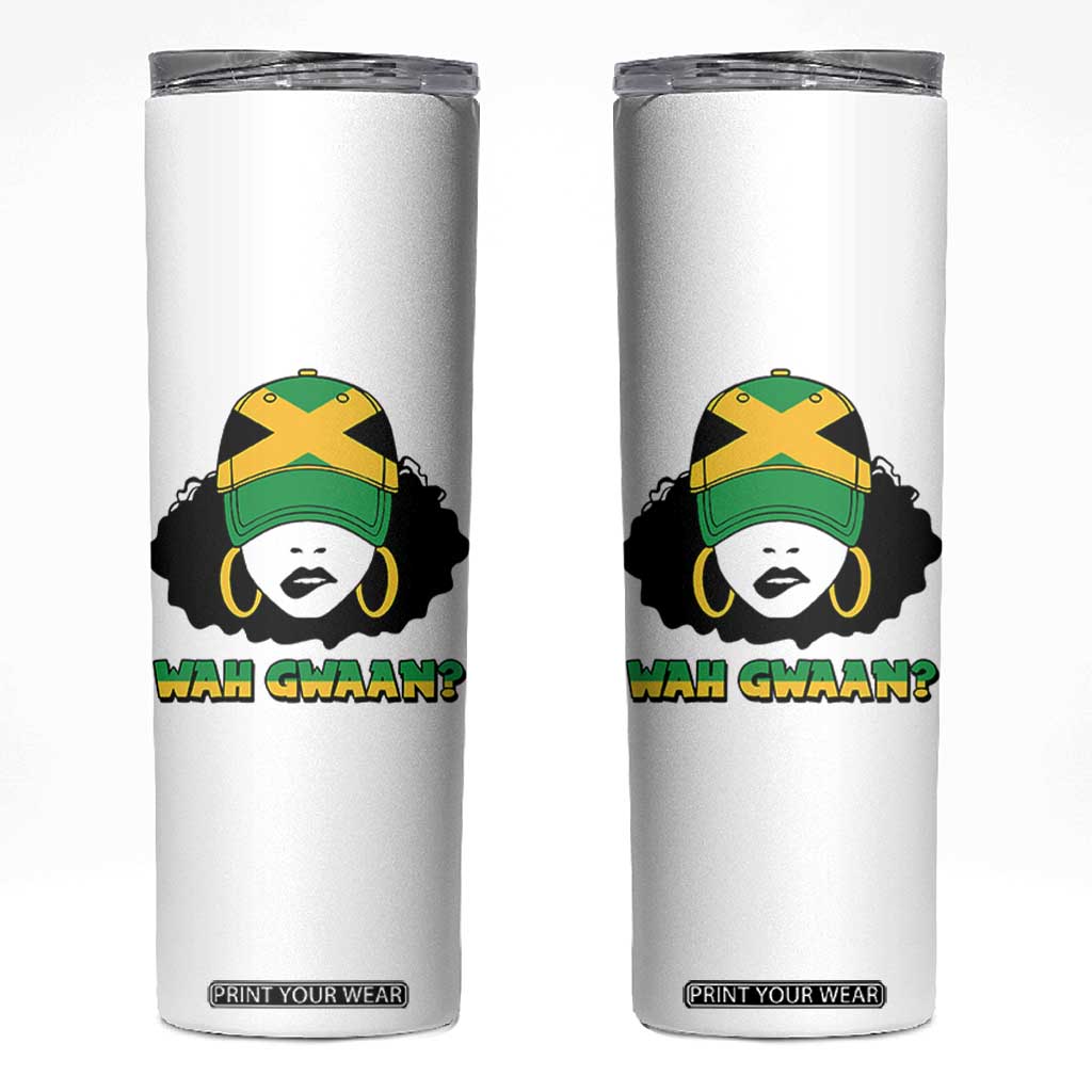 Jamaican Girl Skinny Tumbler Wah Gwaan Jamaica Flag TS11 White Print Your Wear